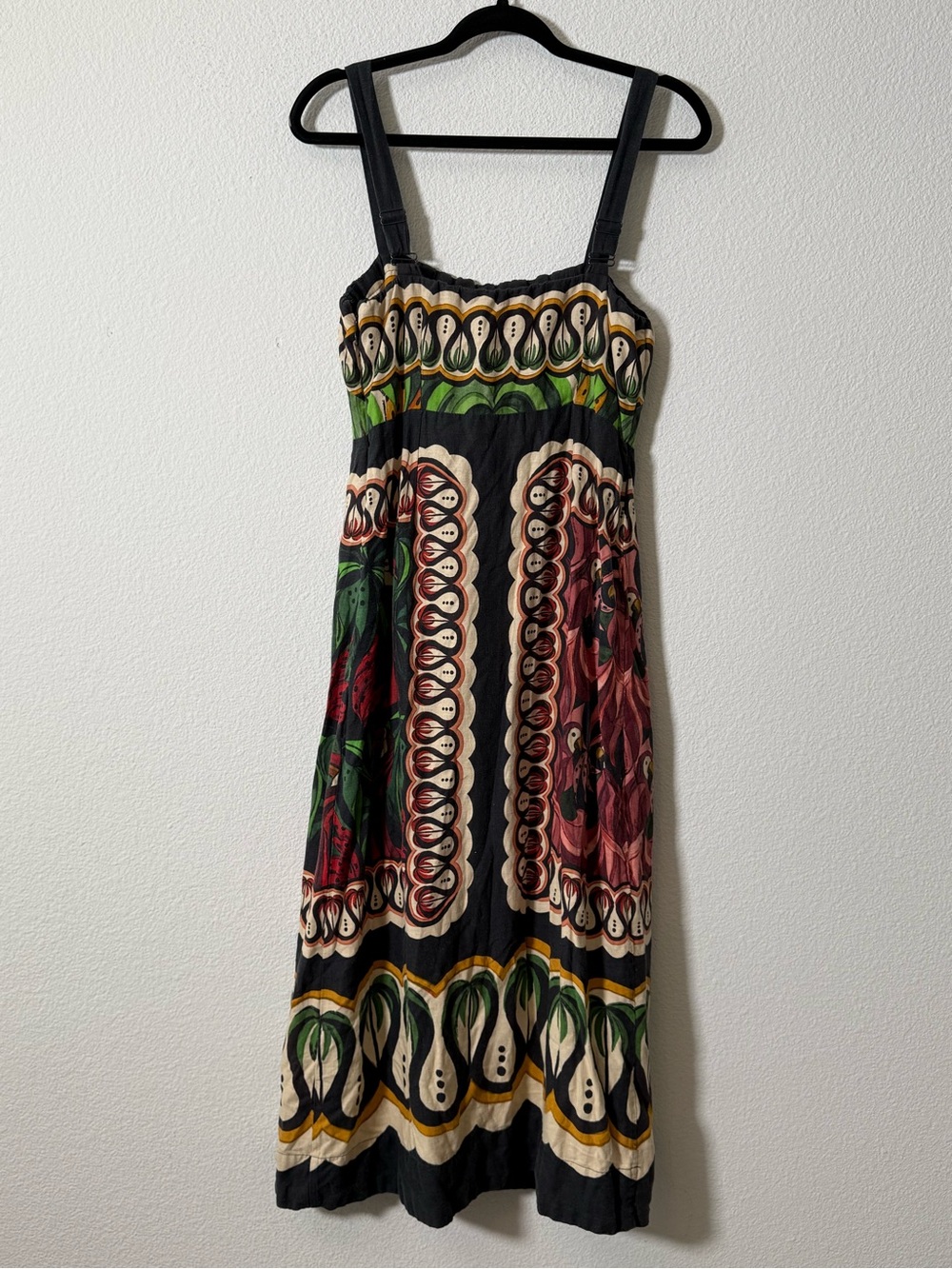 FARM Rio Coconut Tree Flow Scarf Midi Dress Tropical Print Sleeveless Size M - Picture 4 of 9